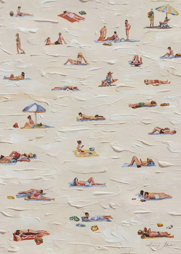Hand Drawn Illustration of people at the beach