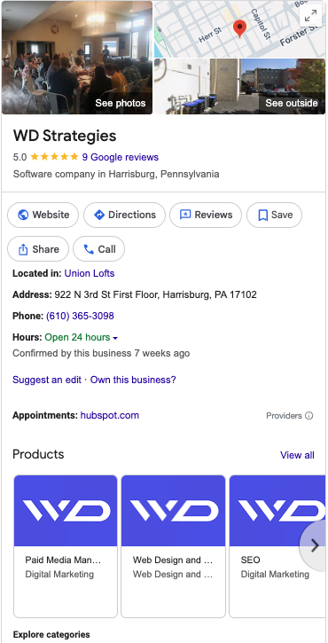 WD Strategies Google Business Profile for SEO