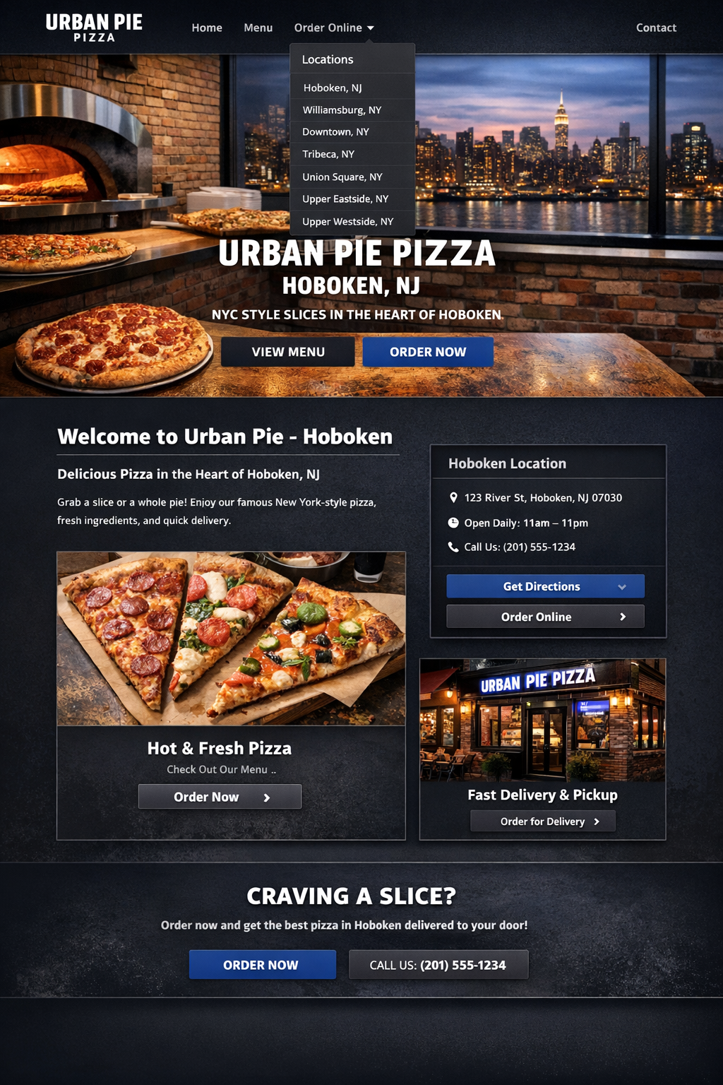 A Pizza Shop's Website with Multiple Locations
