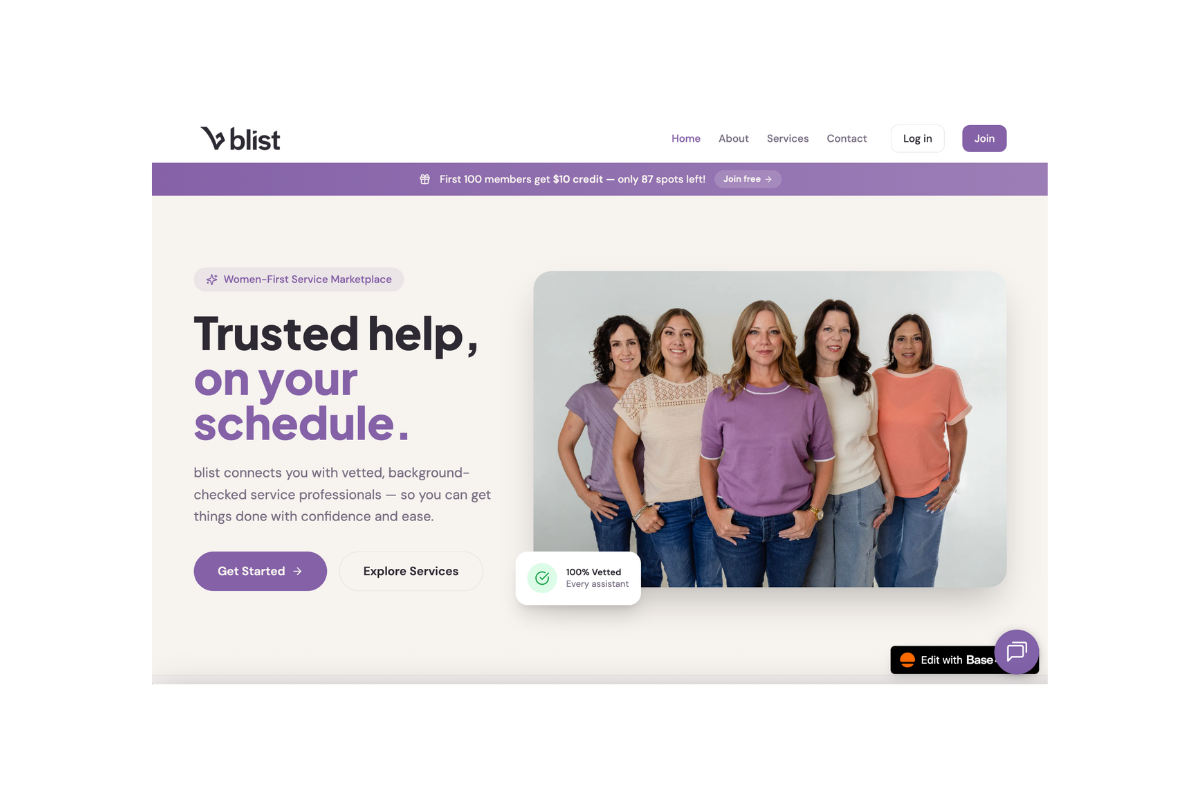 blist marketplace's website homepage
