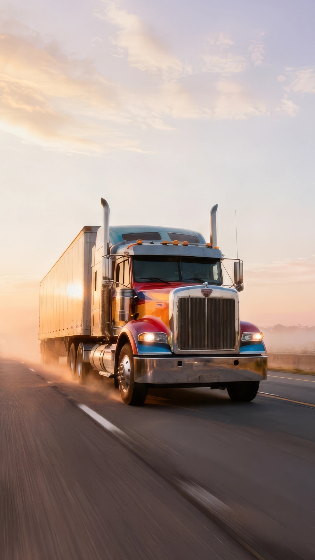 Owner operator truck riding down the road after fleet club maintenance.