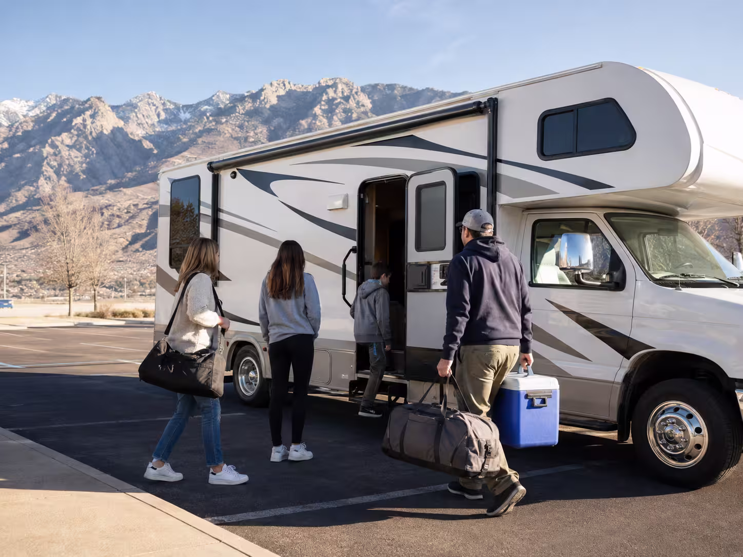 Large RV rental loading up near Salt Lake City, Utah