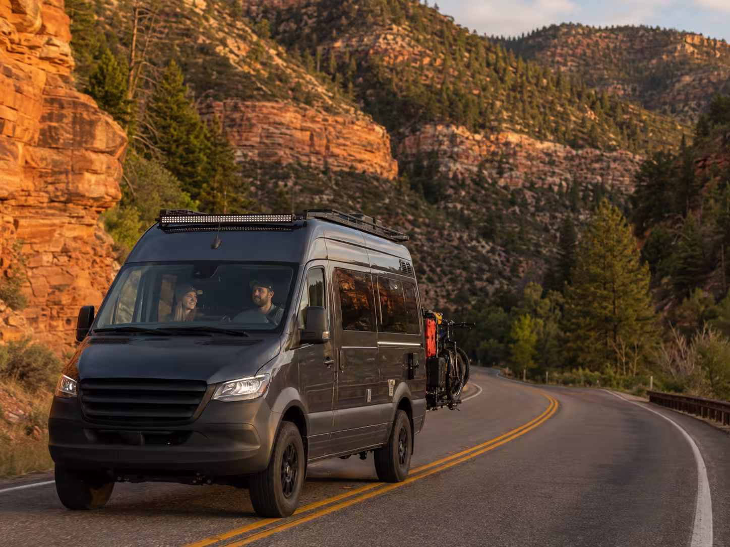 Camper van on a canyon road near Salt Lake City, Utah
