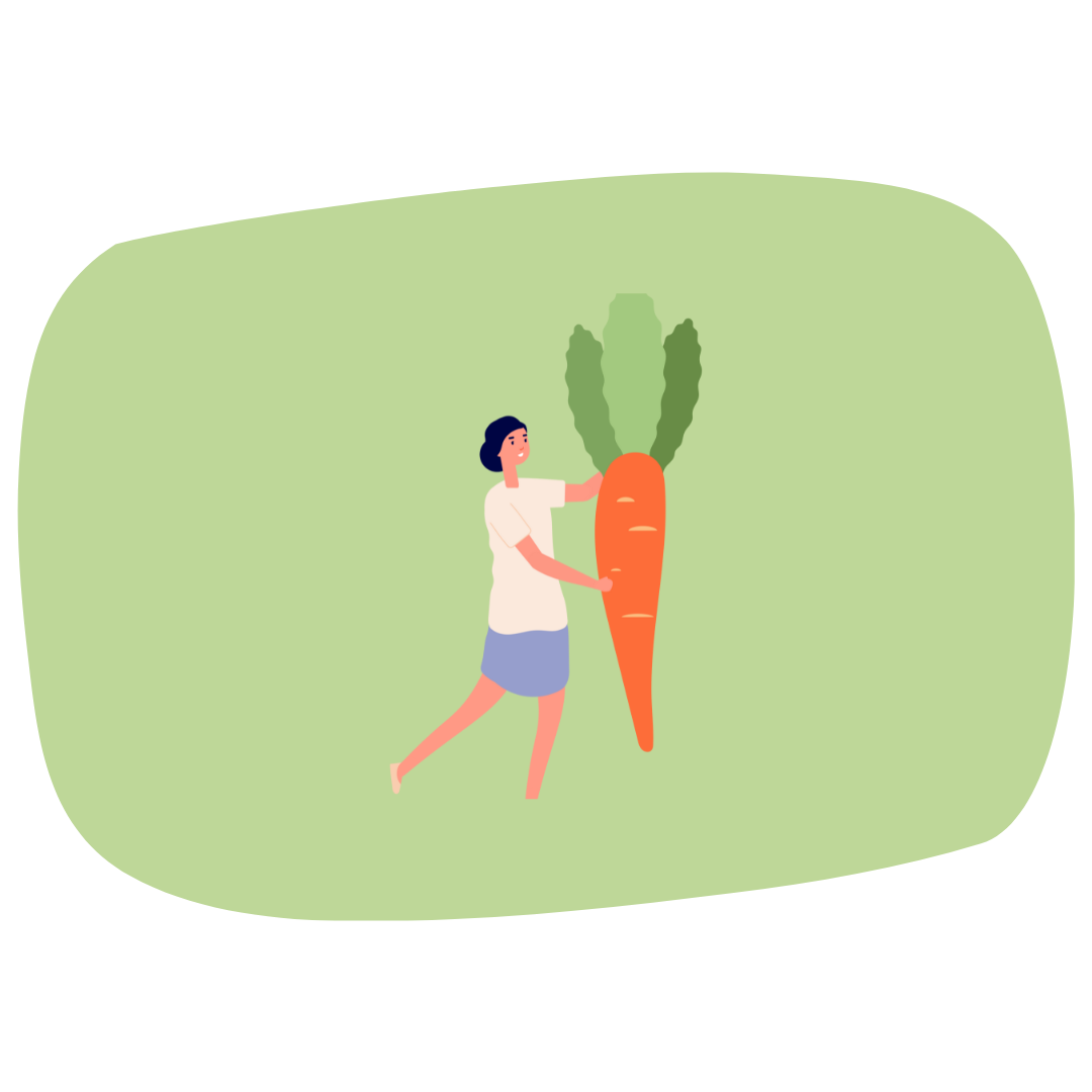 Une femme tient une carotte trop grosse