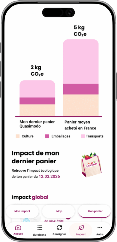 capture d'écran de l'application quasimodo page impact