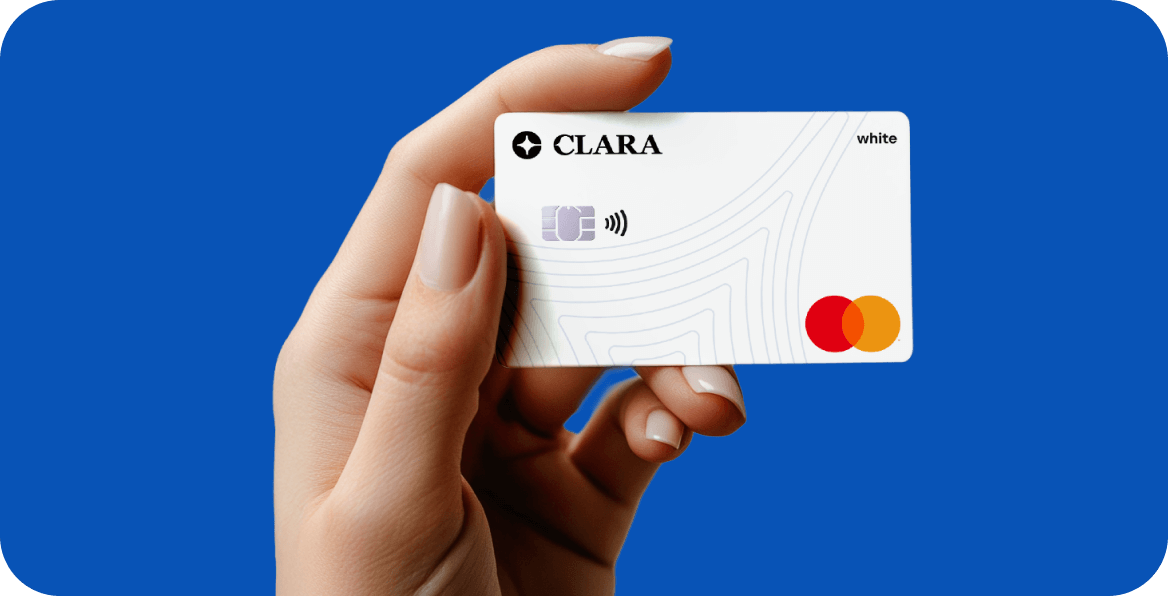 Hand holding Clara card.