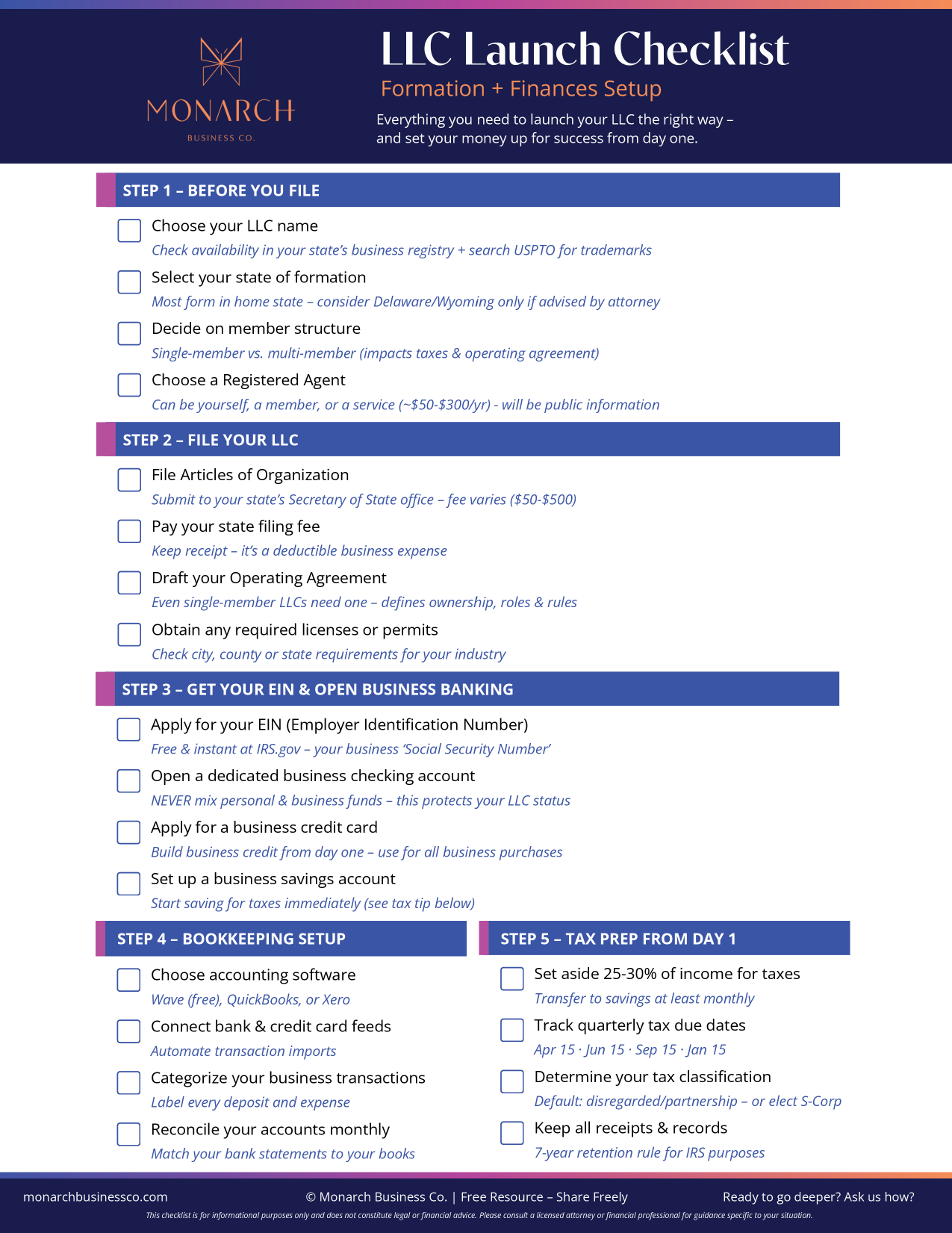 LLC to Launch Checklist preview