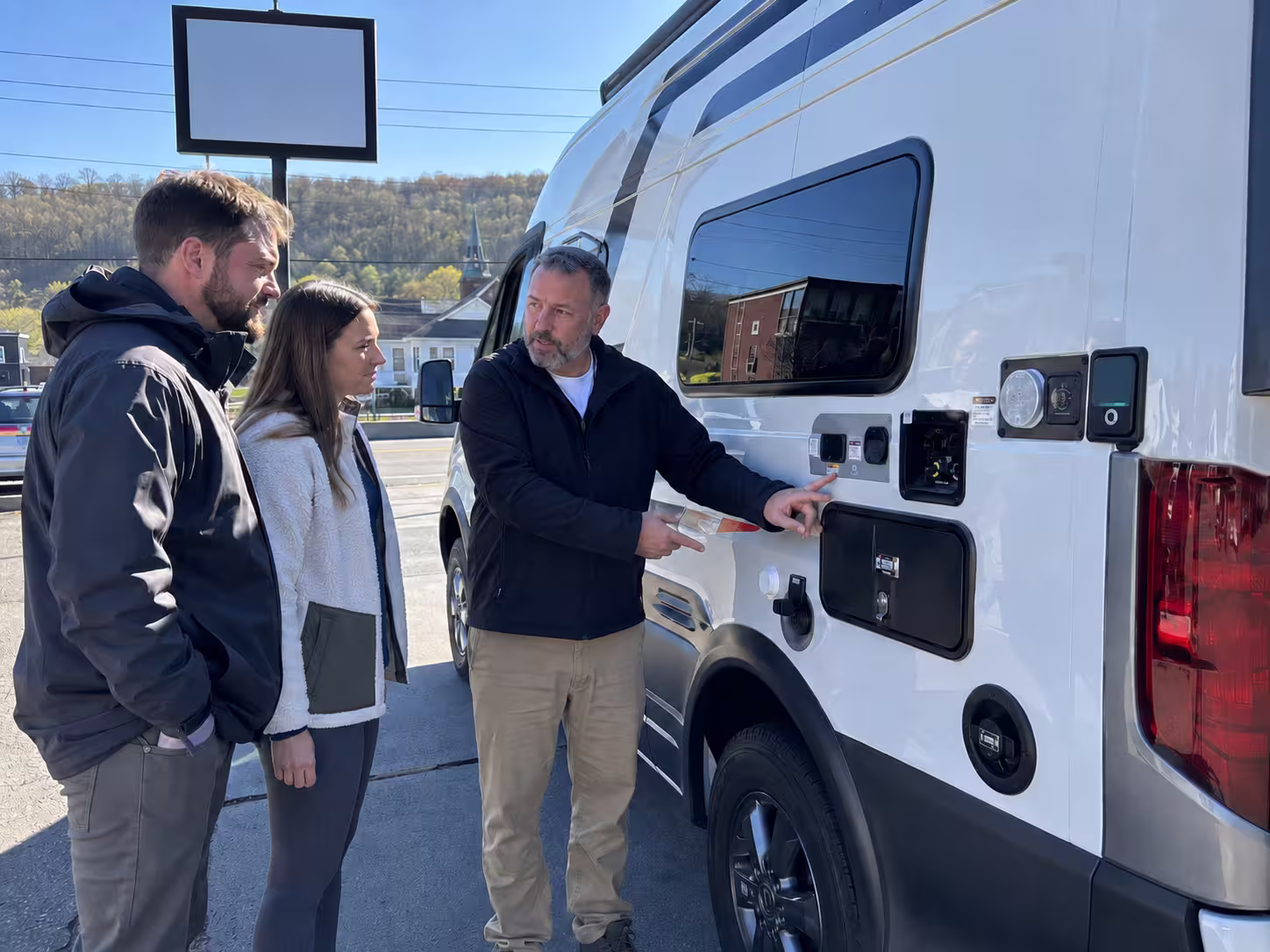 Camper van rental pickup and walkthrough in Hornell, NY