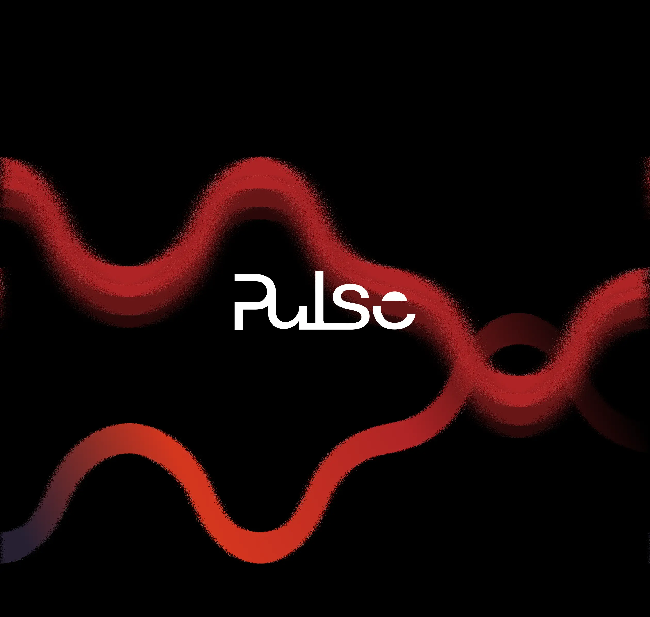 White stylized text 'Pulse' with red and orange glowing waveforms on a black background.
