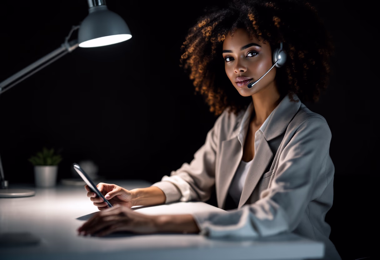 image of a customer service representative working in a digital interface environment [digital project]