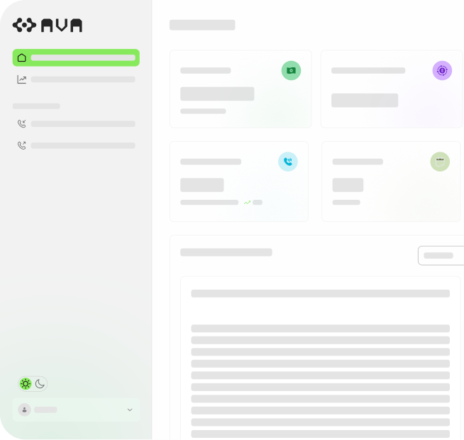 Dashboard interface with sidebar navigation and multiple information cards, including icons for home, camera, chart, calendar, and settings.
