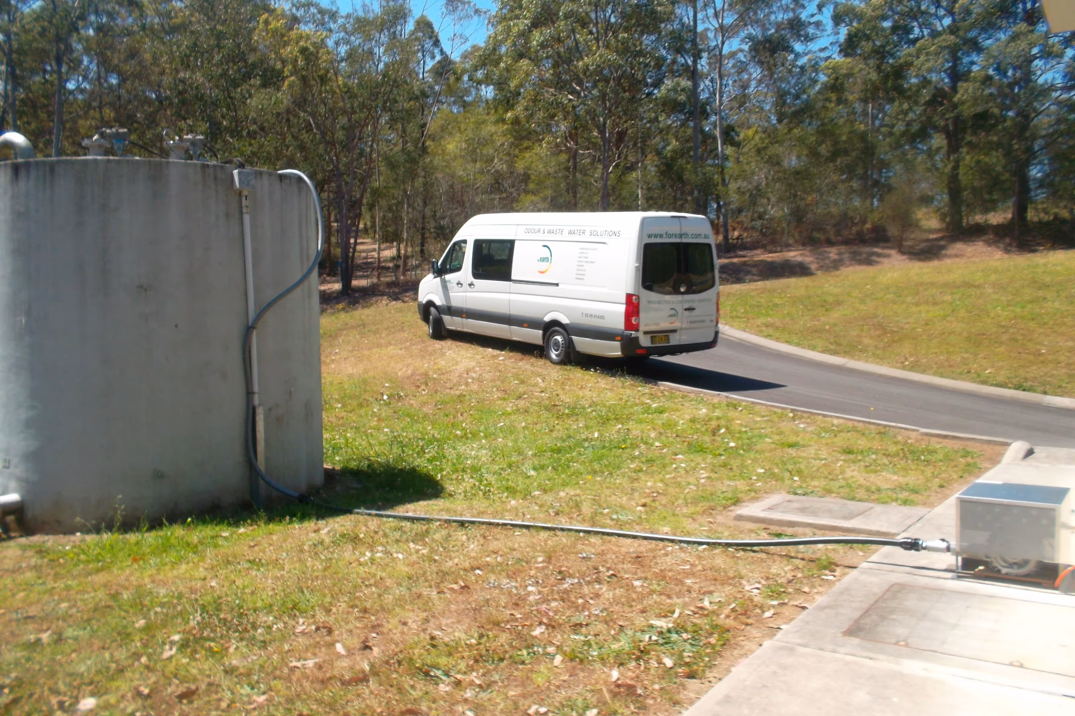 Aeration system increasing dissolved oxygen levels in a raw water holding tank.