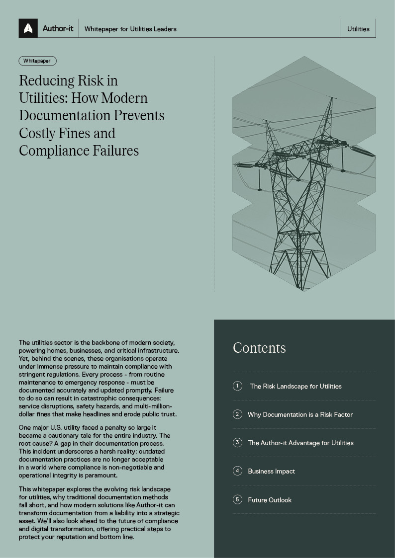 Structured content with Author-it CCMS reduces risk and makes sure you are audit ready. Read the whitepaper.