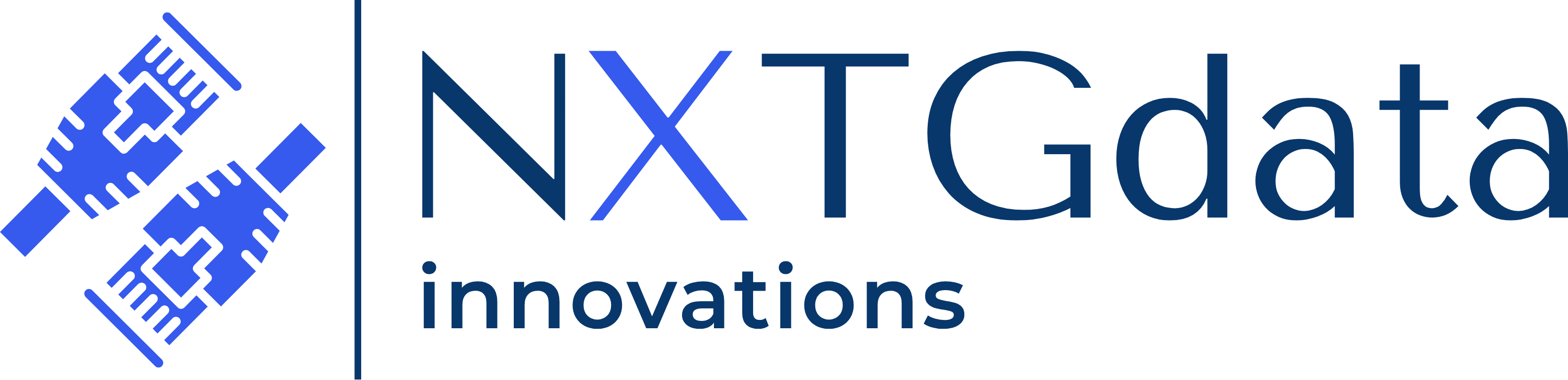 NXTGdata Innovations logo with two blue Ethernet cables forming a diamond shape.