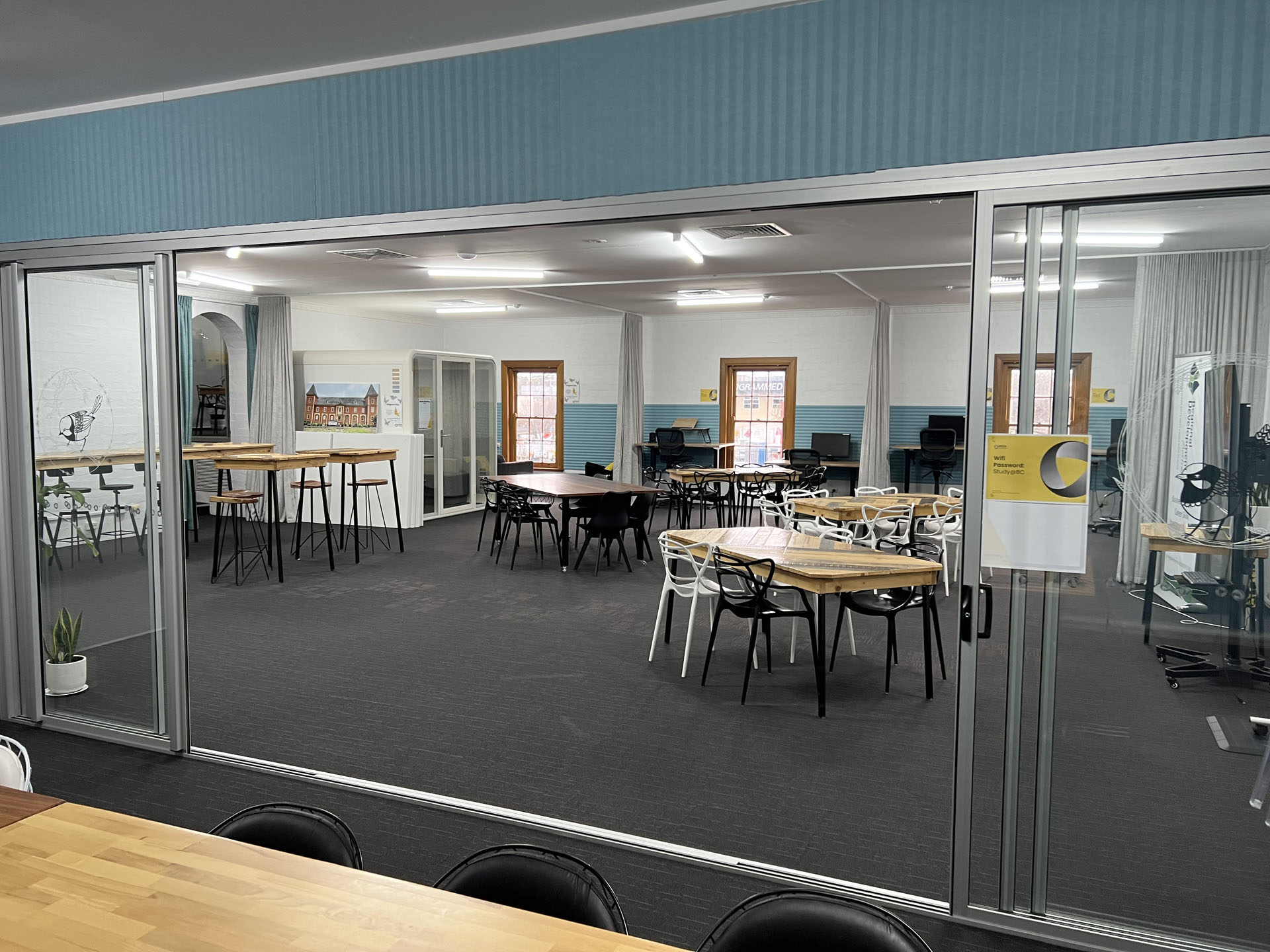 Barossa Regional University Campus Event Space with tables and chairs.