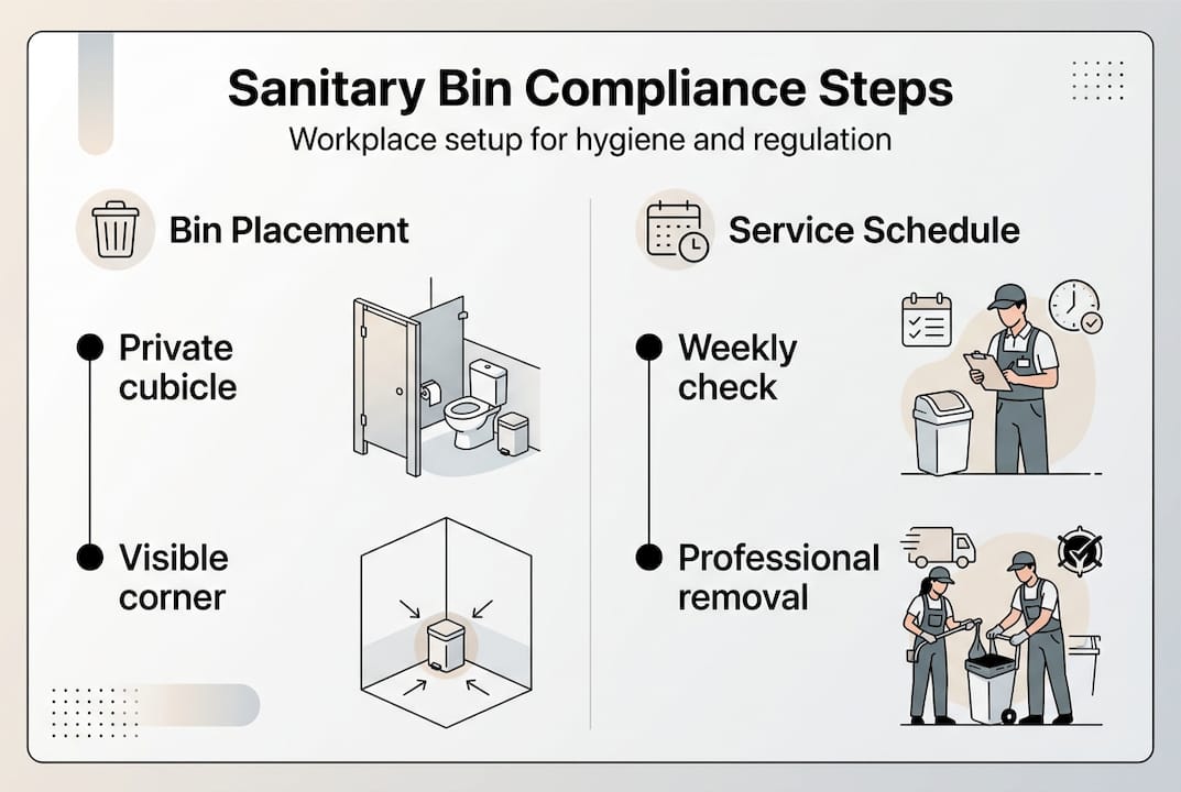 Sanitary bin compliance infographic key steps