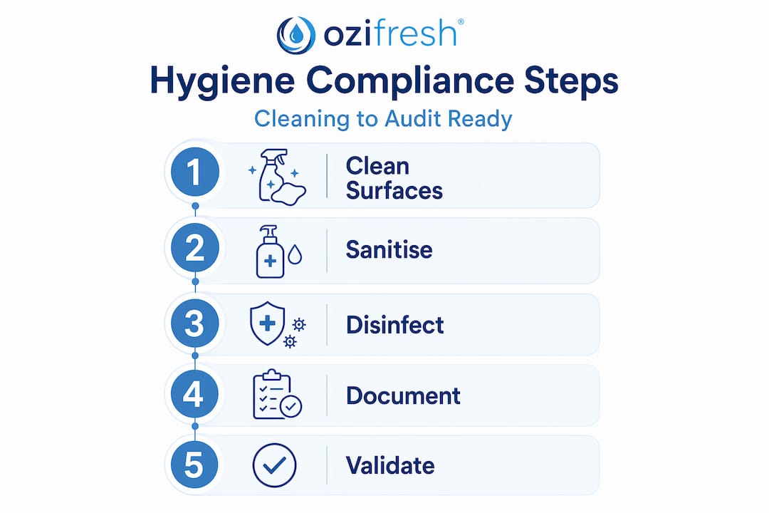 Infographic outlining hygiene compliance steps