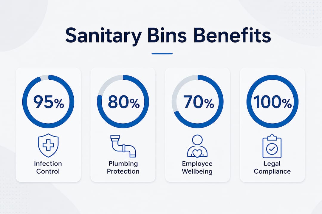 Infographic showing key benefits of sanitary bins