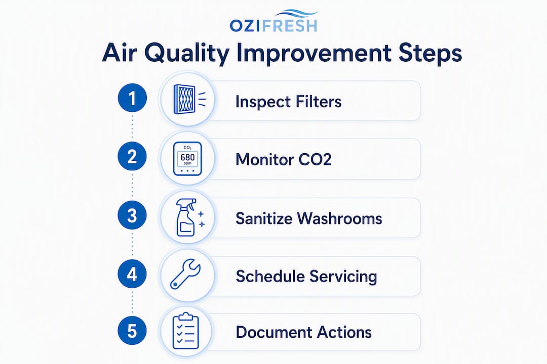 Infographic showing air quality improvement steps