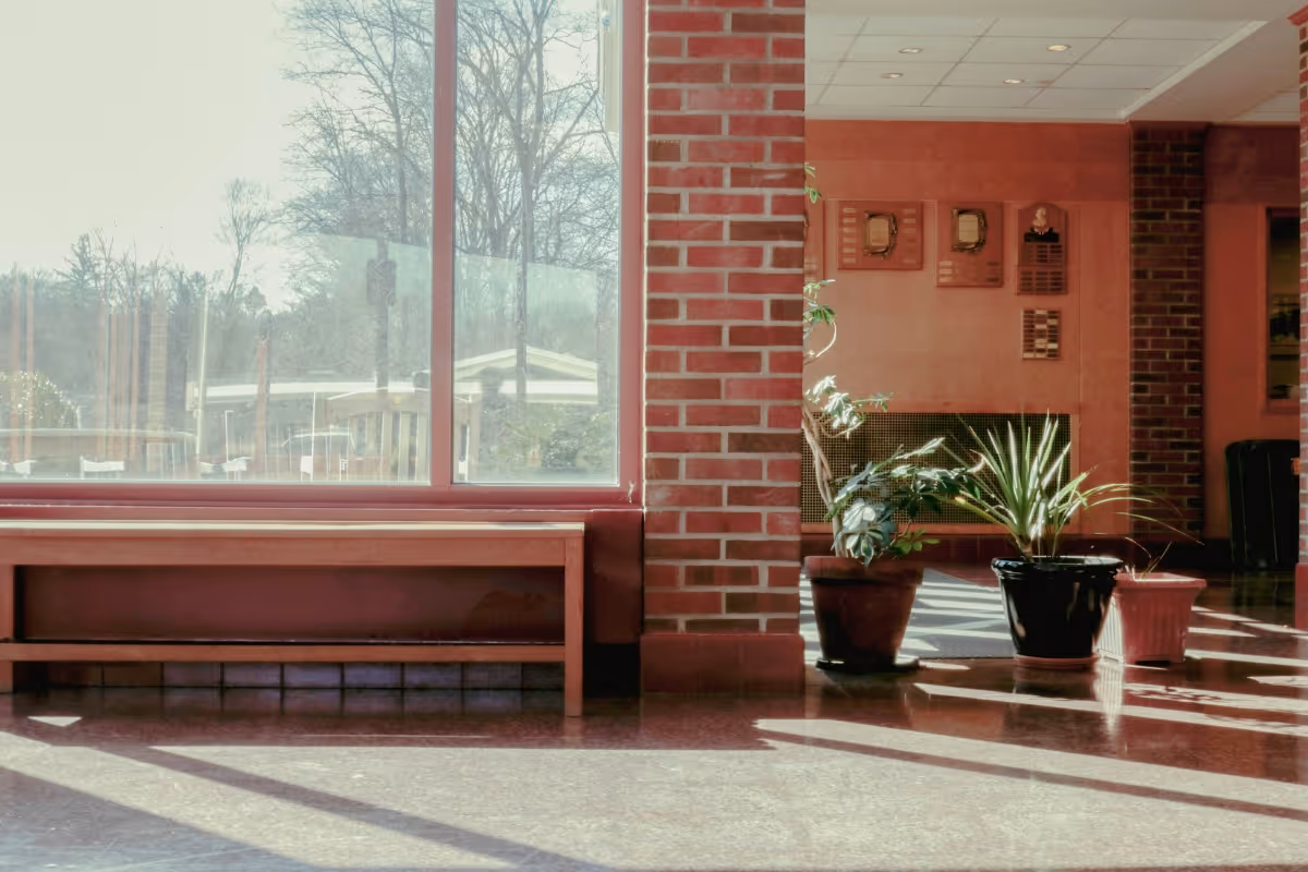Montana School Brick Hallway with Bench