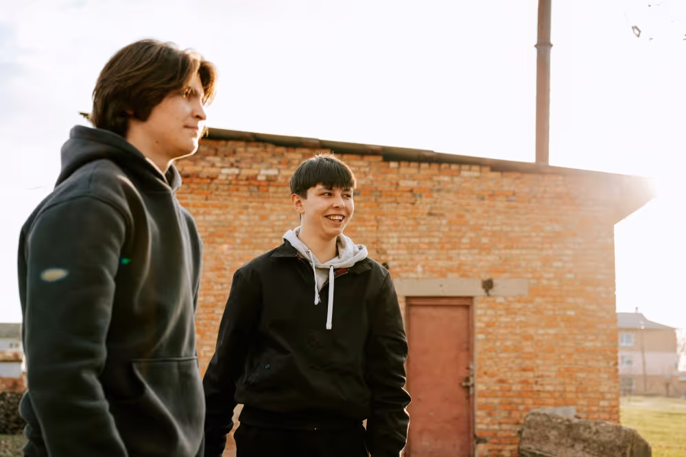 Montana high school students outside school