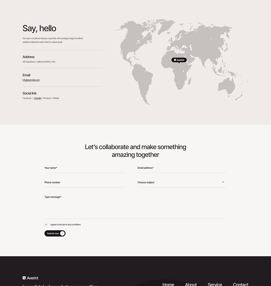 Averint landing pages contact two