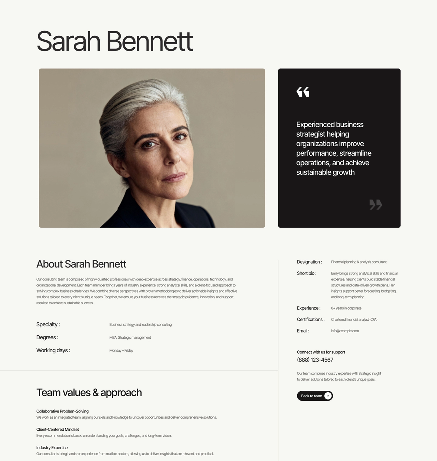 Averint landing pages team details