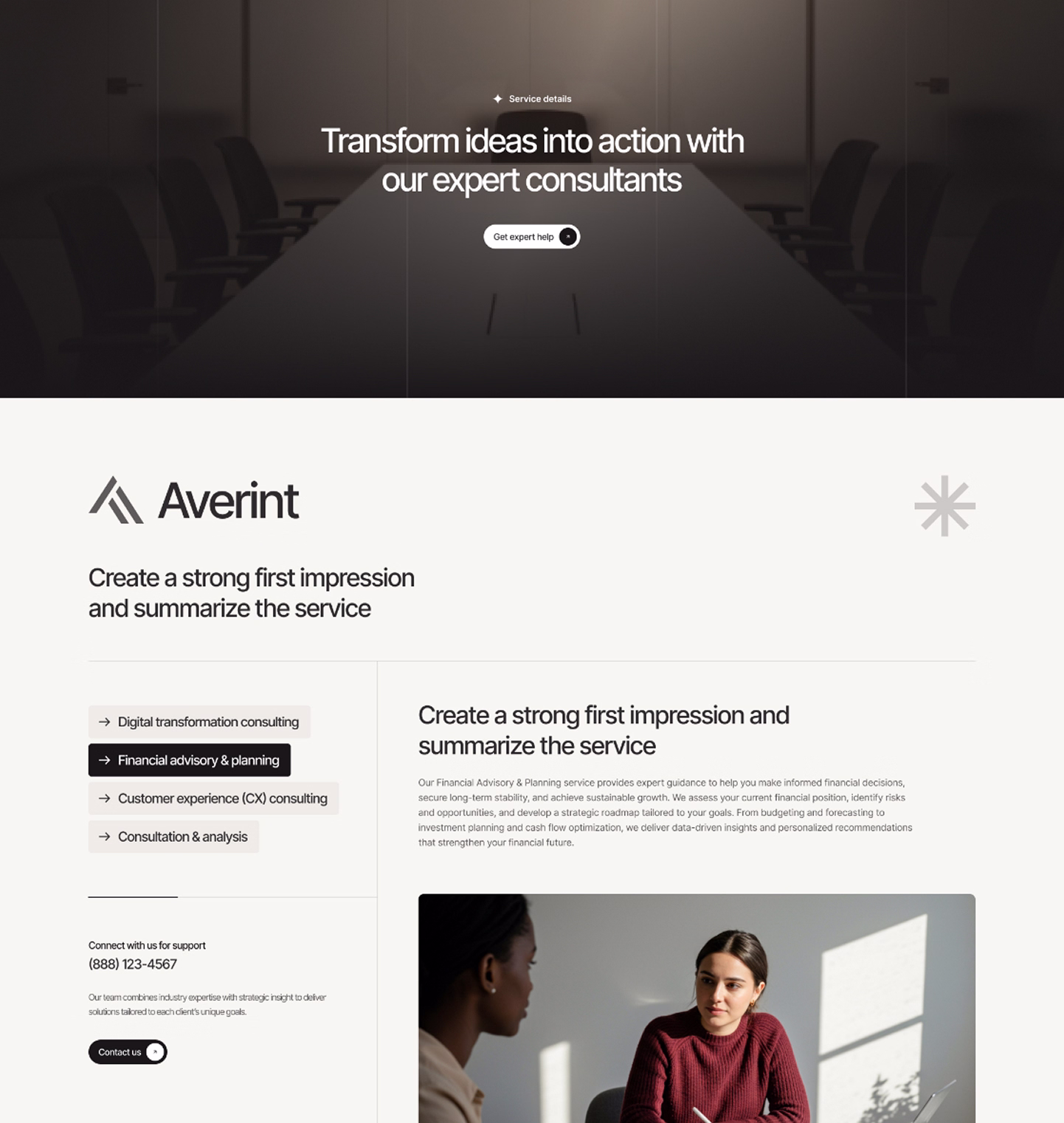 Averint landing pages service details