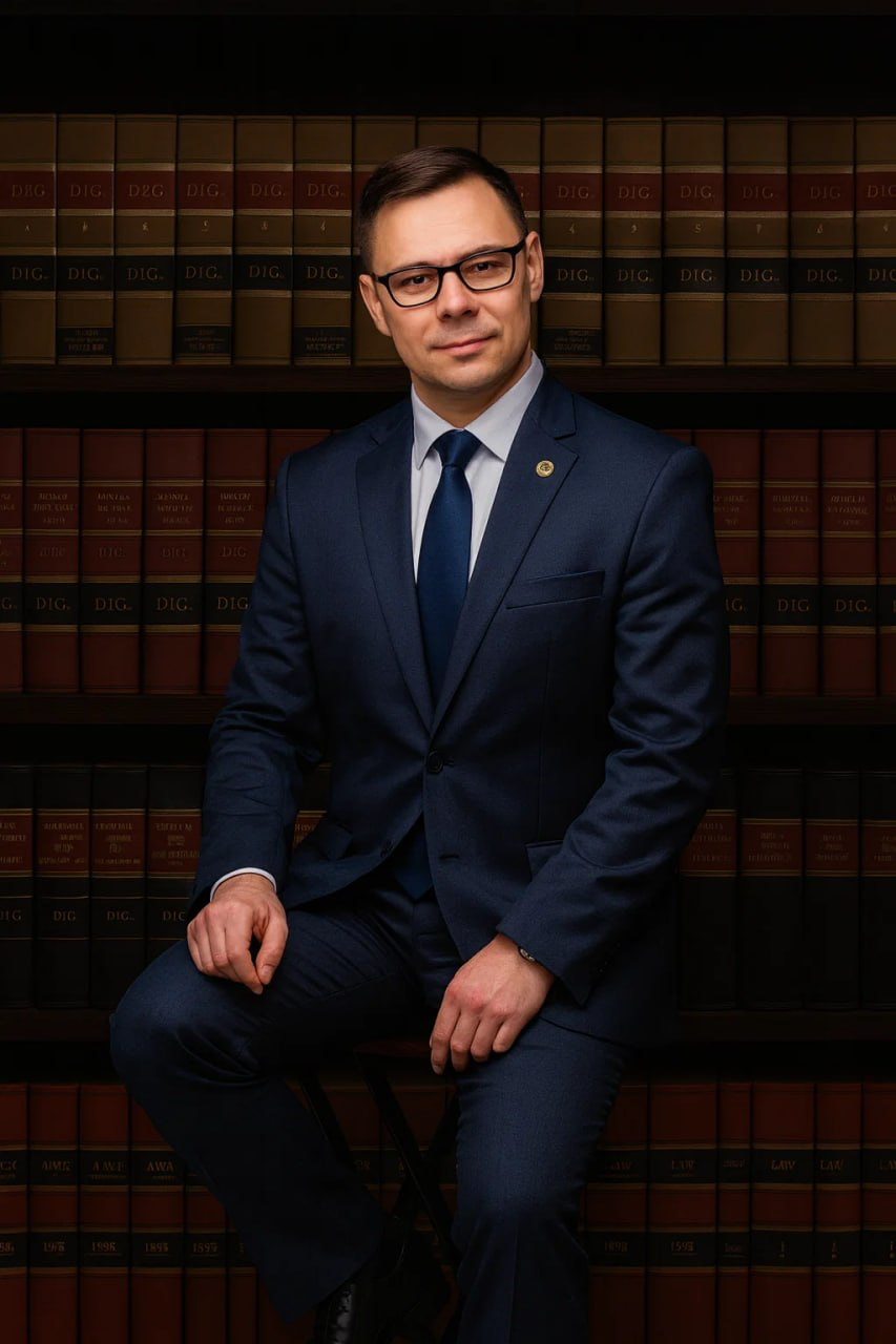 Portrait of a man sitting on a chair, looking forward.