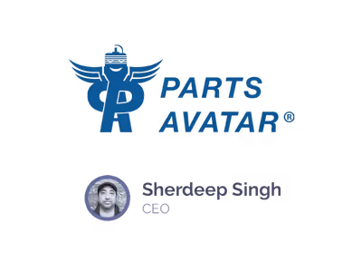 Parts Avatar logo with a profile photo of a man and the name Sherdeep Singh.
