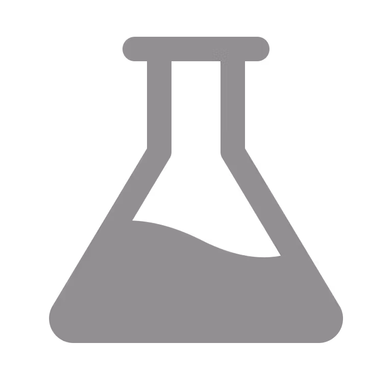 Gray icon of a laboratory flask partially filled with liquid.