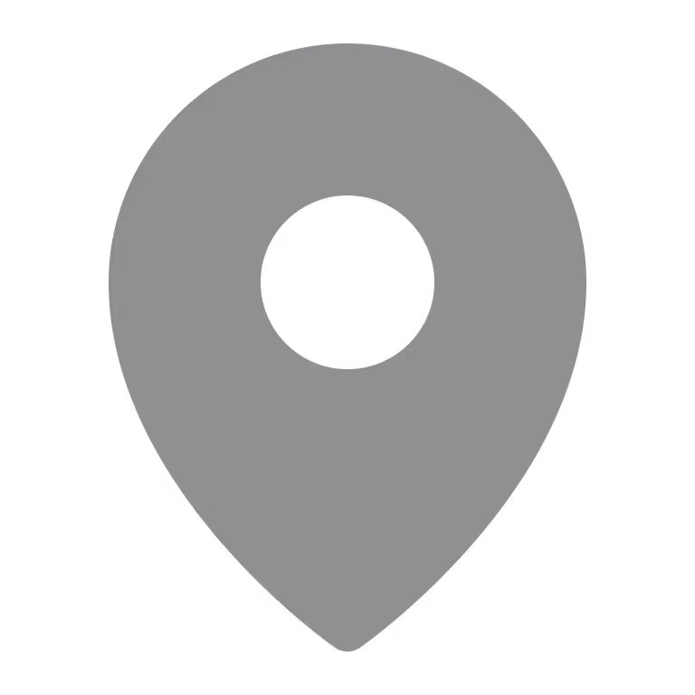 Gray map location pin icon with a hollow center.