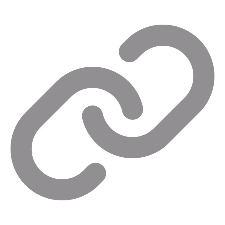 Gray chain link icon with two interlocking links.