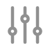 Three vertical sliders with circular handles at different positions indicating adjustable settings.