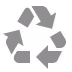 Black recycling symbol with three arrows forming a triangle on white background.