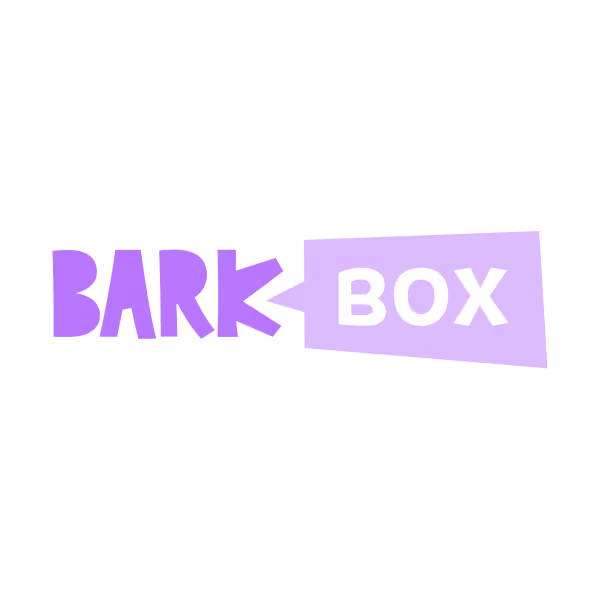 BarkBox logo with the word Bark in bold purple letters and Box inside a purple trapezoid shape.