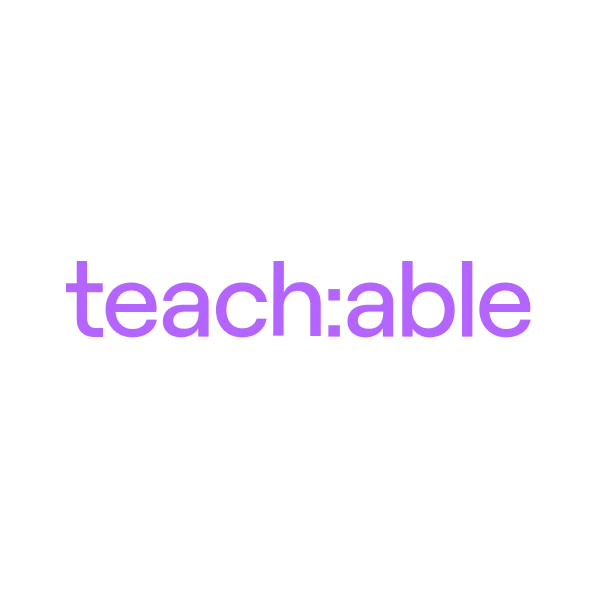 Teachable logo in purple text on a black background.