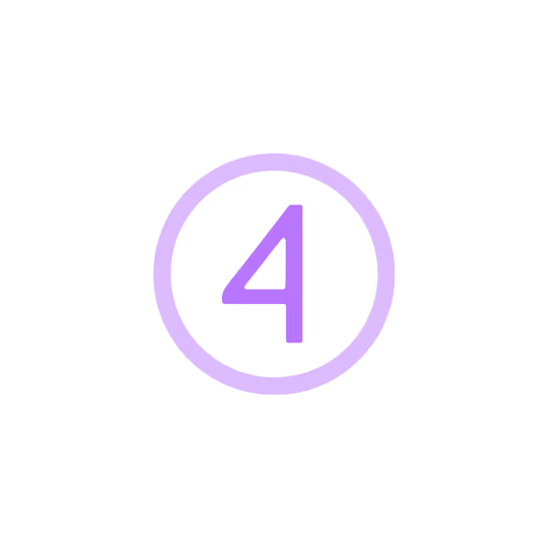 Purple number four inside a purple circle on a black background.