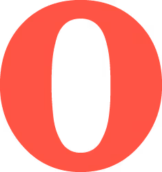 Red capital letter O on a black background.