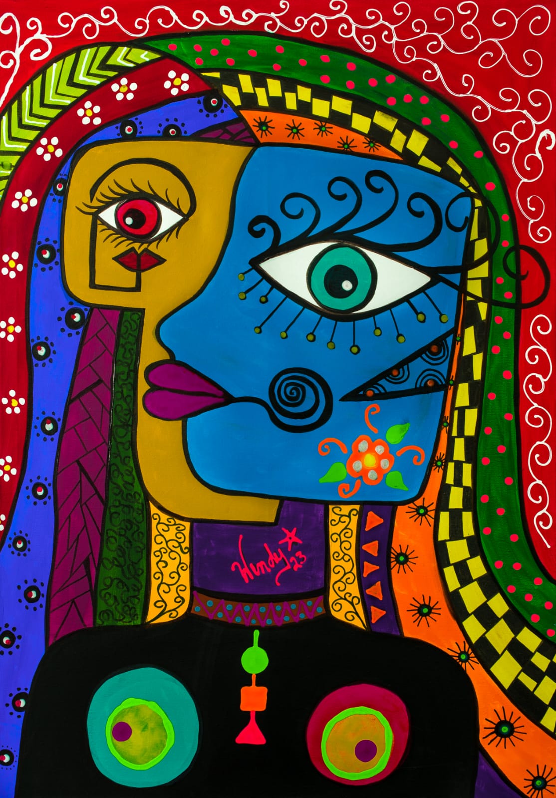 Pieza de arte, muñeca abstracta