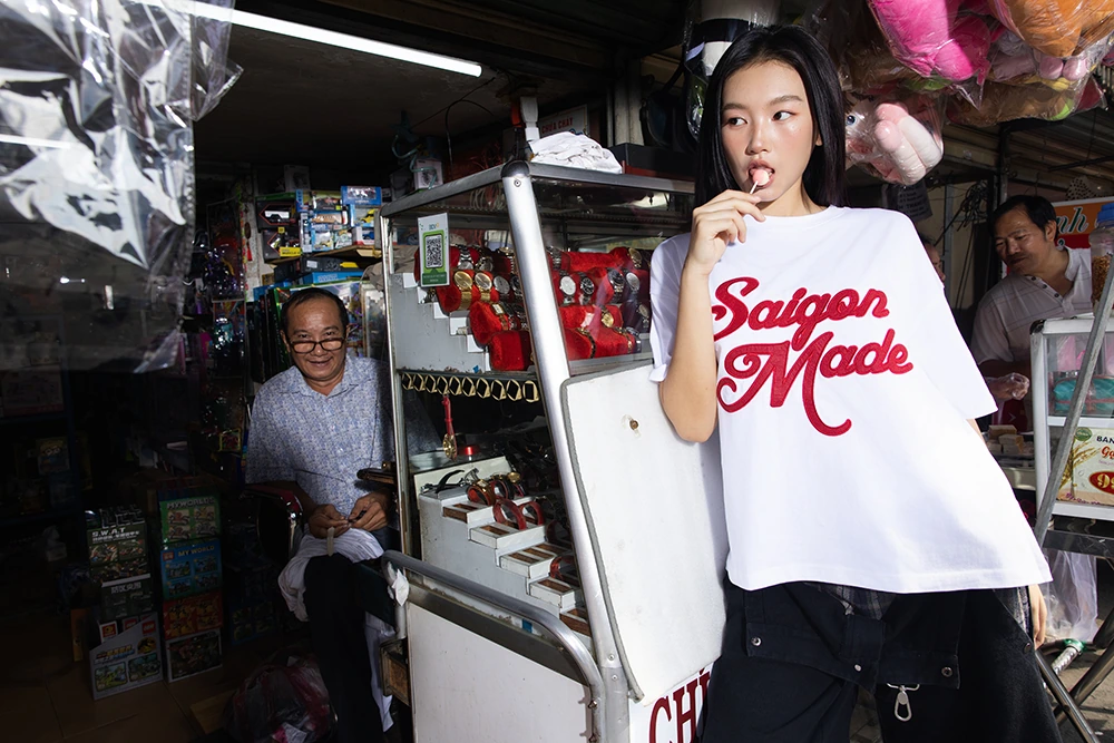 Saigon Made T-shirt styled for a streetwear lookbook