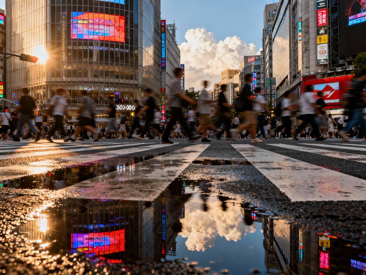 A white car driving on a misty mountain road.