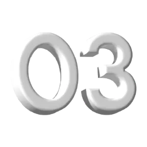 3D gray number zero three with a soft shadow on white background.