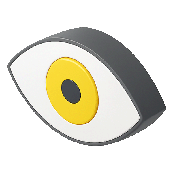3D abstract illustration of a yellow irregular polygon suspended by a gray curved bar with rounded ends and a central hinge.