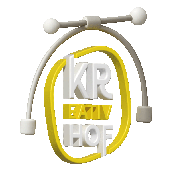 3D illustration of a yellow geometric shape with rounded edges connected to a silver frame with spherical ends.