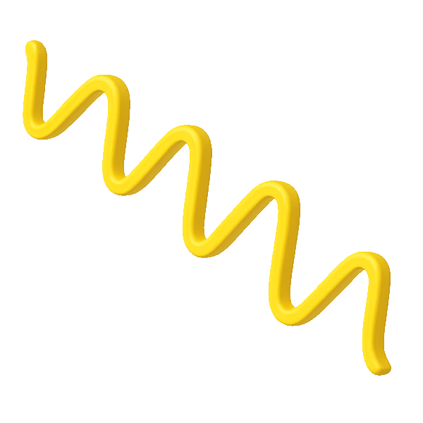 Bright yellow neon zigzag tube glowing against a smooth yellow-beige background.