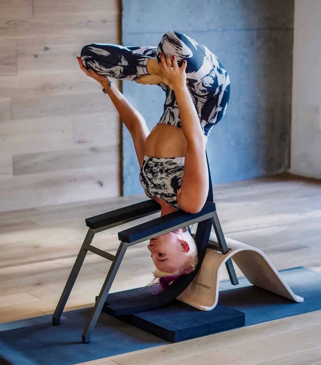 Inversion chair therapeutic prop for spine alignment at Shivari