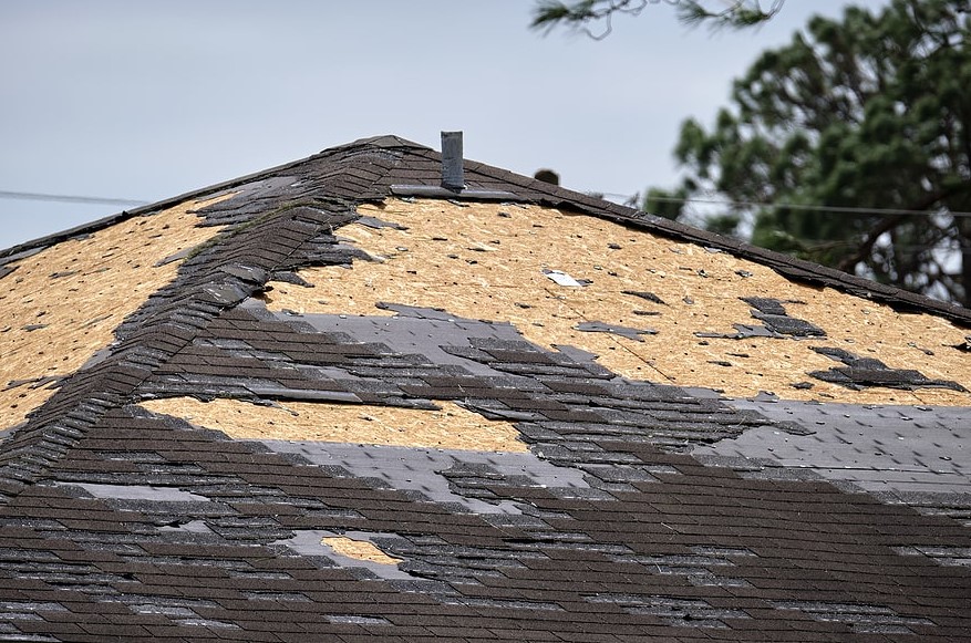 roof damage - sign for roof replacement