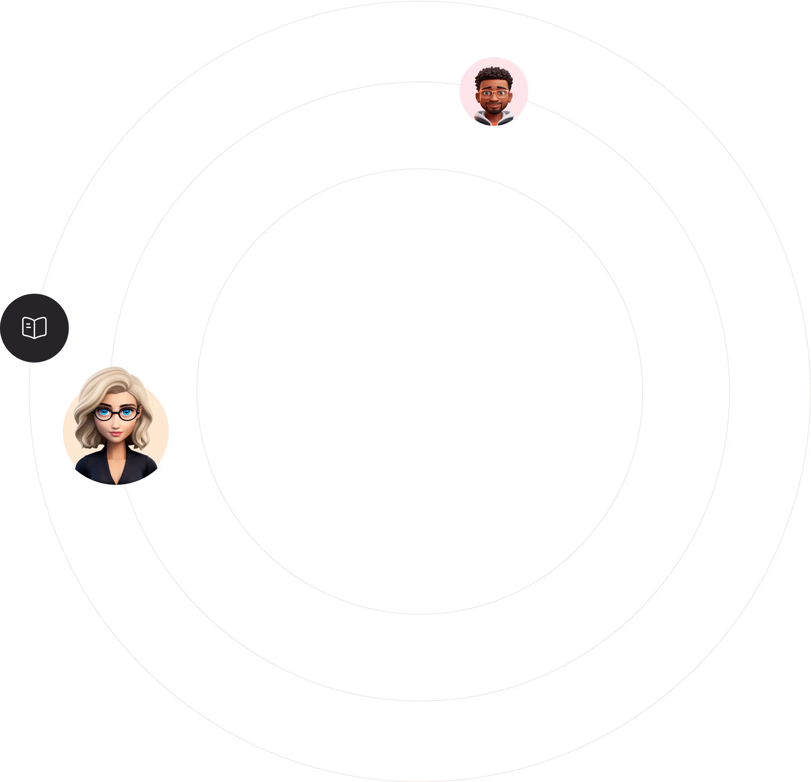 a close up of a circle with people on it with a black background