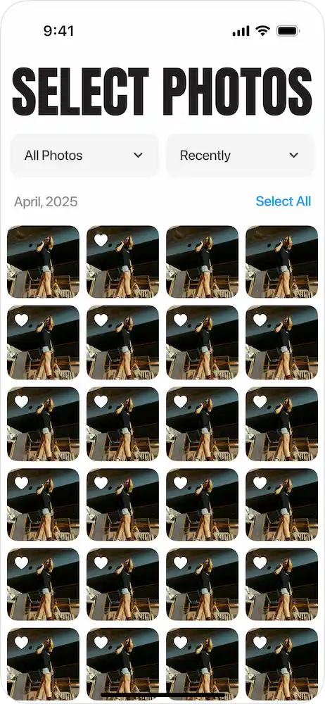 Choose your photo collection or entire camera roll for curation.